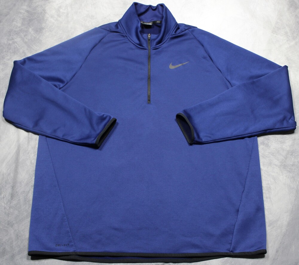 Nike Dri-FIT Pullover Mens 2XL Blue Quarter Zip Fleece Long Sleeve 932041-478